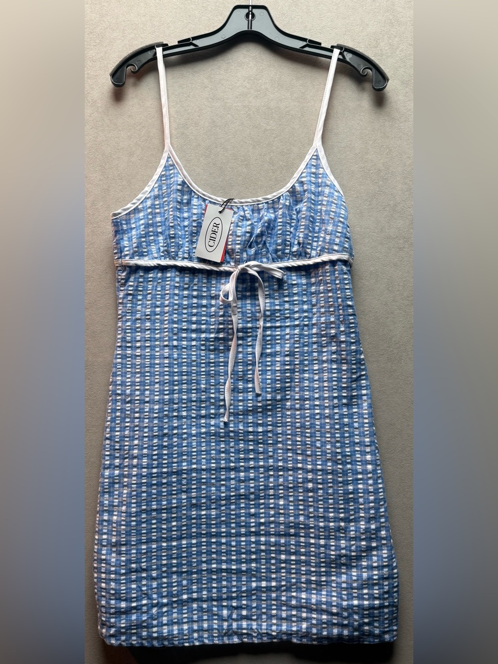 Cider Blue & White Gingham Tie-Waist Sundress